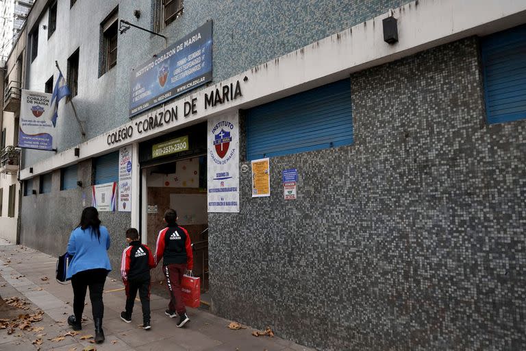 La fachada del colegio Corazón de María, donde hubo 25 alumnos intoxicados con monóxido de carbono