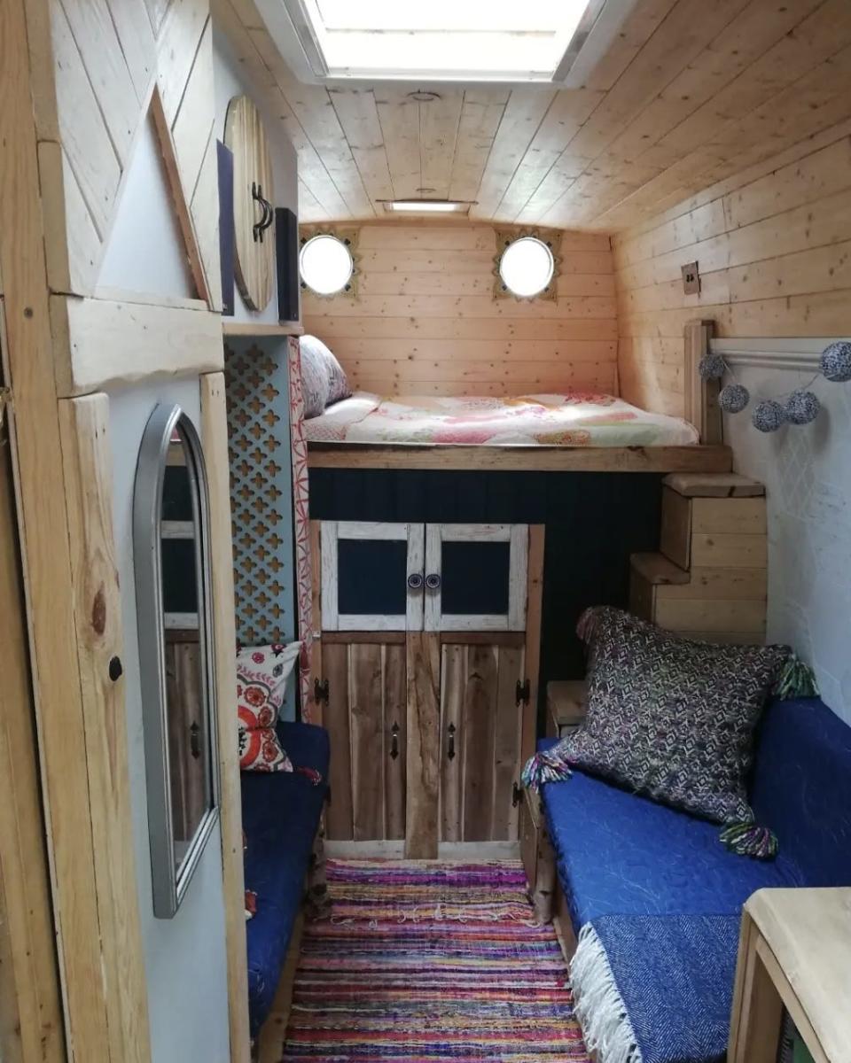 The main double bed is used by Jess Branton and Dave Smith in their mobile home.