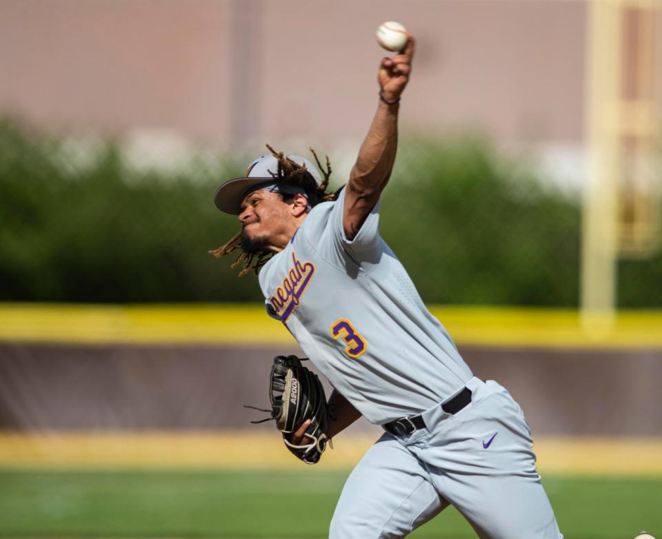 Hononegah's Bryce Goodwine pitches the ball against McHenry on Wednesday, June 1, 2022, at Jacobs High School in Algonquin.