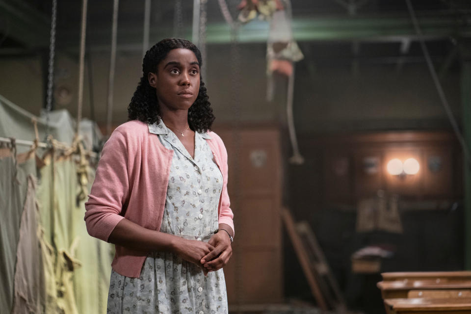 Lashana Lynch as Miss Honey in Roald Dah's Matilda the Musical. (Sony Pictures)