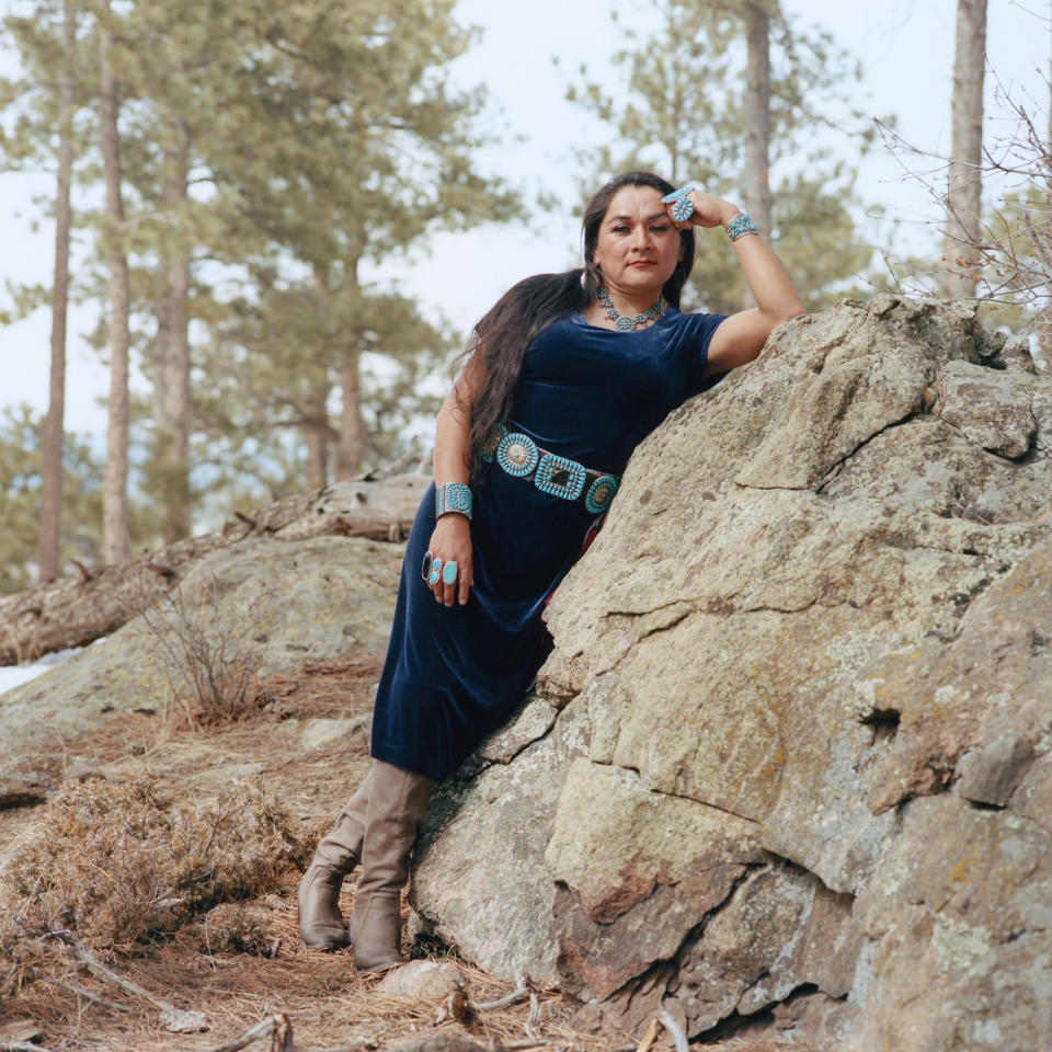 Buffalo Barbie (Diné, Navajo People) is two-spirit and an advocate for LGBTQ rights within the Native American community. She won the title of 2019 Miss Montana Two-Spirit and uses this as a platform to speak to other Native Americans about the blessings of being a two-spirited person.
