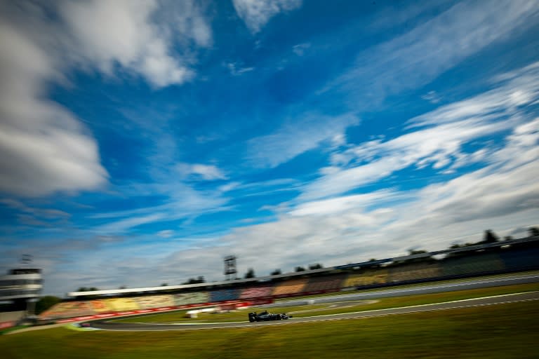 Mercedes driver Lewis Hamilton races in the first practise session of the F1 German Grand Prix at the Hockenheim circuit on July 29, 2016