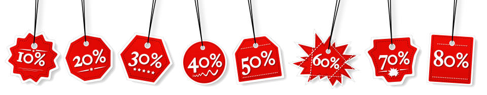 Concept view of percentage label for sales promotion