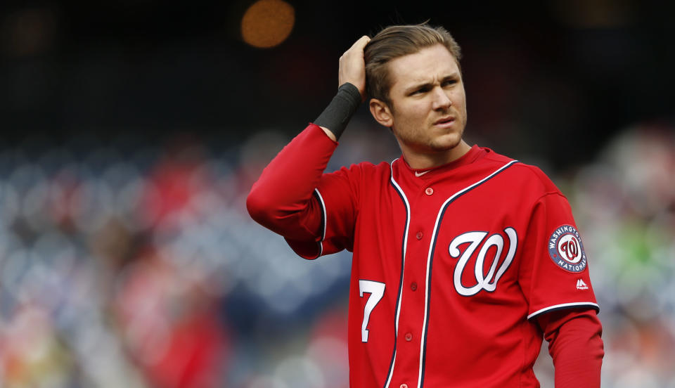 Trea Turner probably wishes he could have this baserunning play back against the Phillies. (AP Photo)