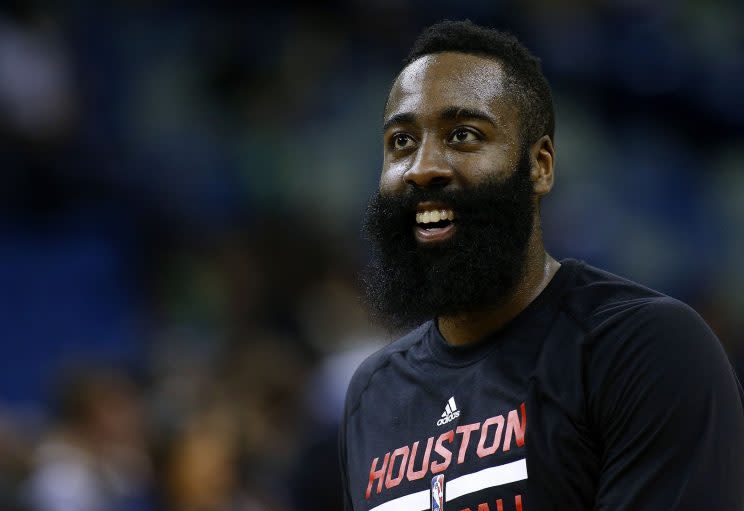 James Harden likes what he's hearing. (Getty Images)