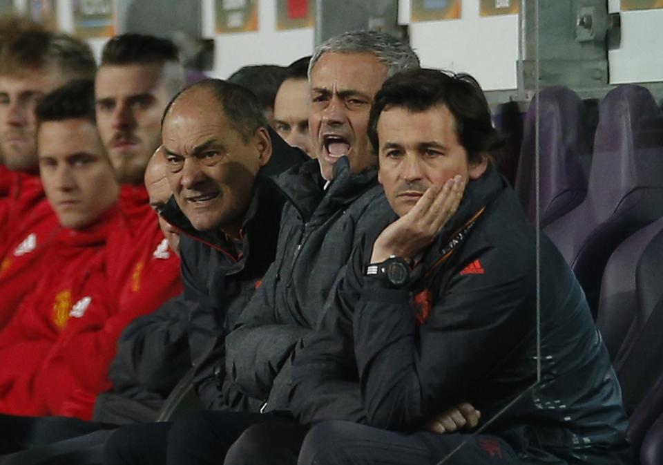 Jose Mourinho watches from the dugout