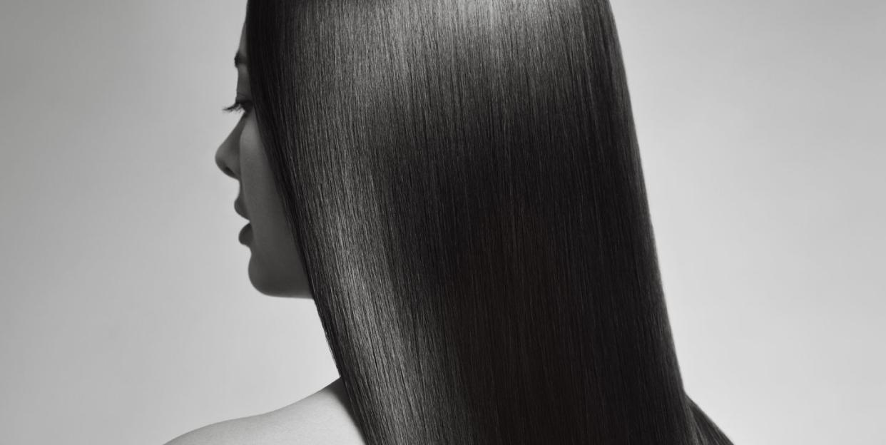 woman with perfect straight hair