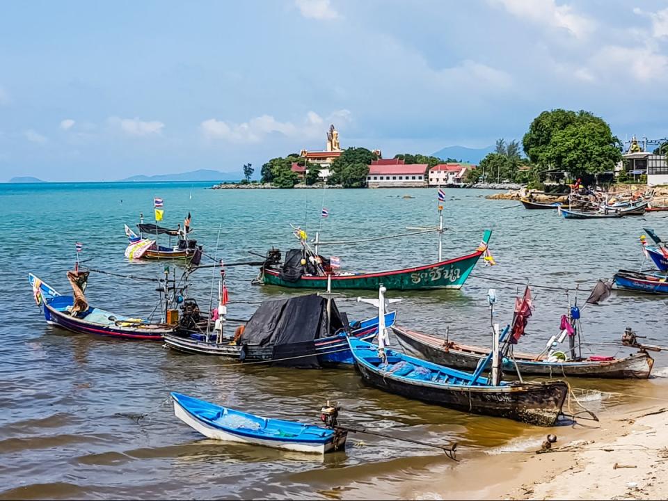 Bangrak Beach with Koh Samui’s Big Buddha in the distance (Getty/iStock)