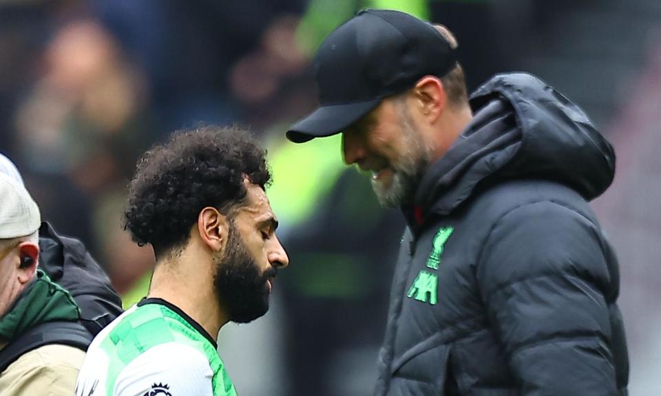 <span>Mohamed Salah refused to shake Jürgen Klopp’s hand at West Ham on Saturday, sparking a touchline row.</span><span>Photograph: Michael Zemanek/Shutterstock</span>