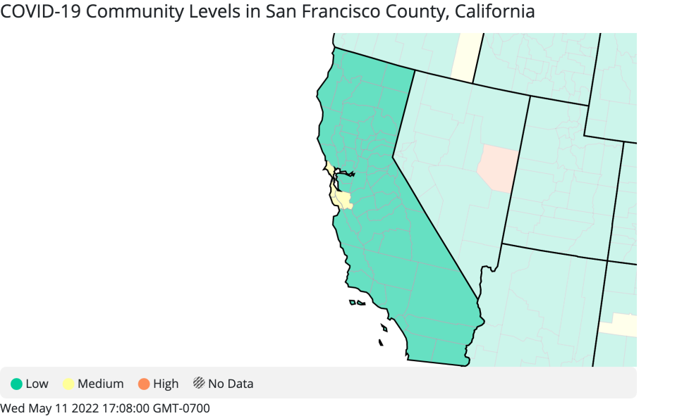 Transmission levels in California by county - Credit: CDC