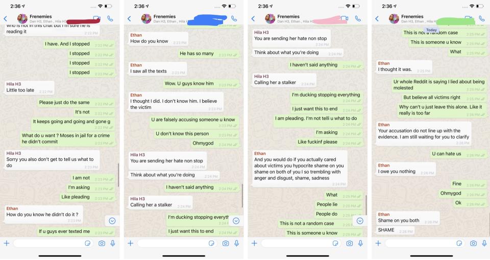 Paytas leaked purported group chats with Ethan and Hila Klein on Twitter on Sunday.