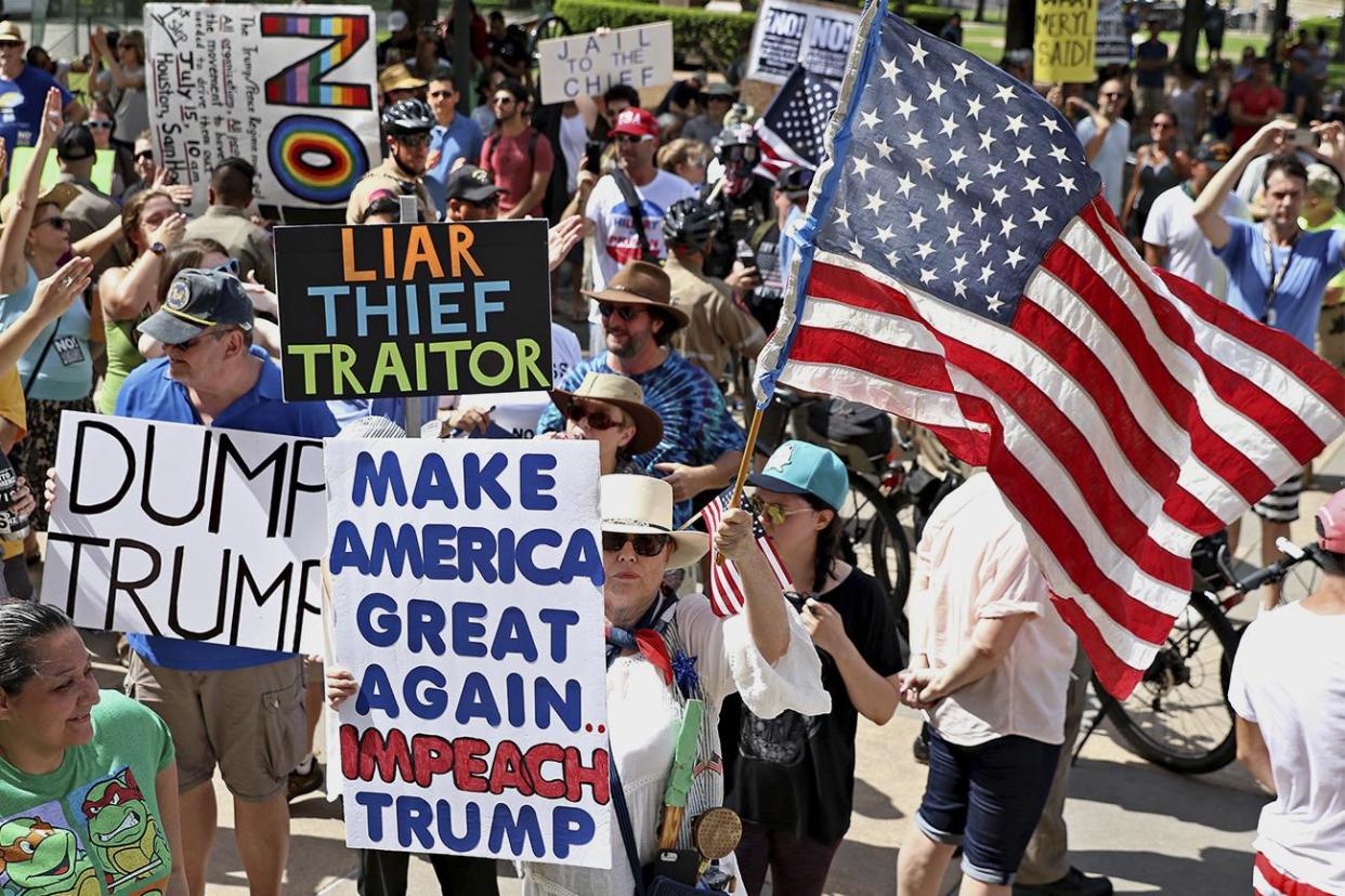 Anti-Trump supporters rally in Austin, Texas: AP