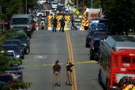 <p>Police man a shooting scene after a gunman opened fire on Republican members of Congress during a baseball practice near Washington in Alexandria, Virginia, June 14, 2017. (Photo: Joshua Roberts/Reuters) </p>