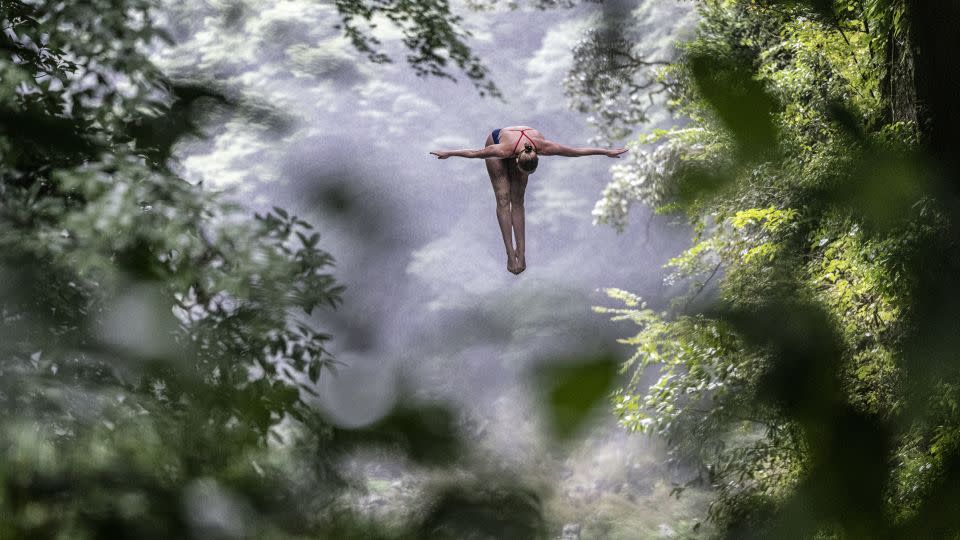 Carlson competing in the Red Bull Cliff Diving World Series on August 2 in Takachiho, Japan. - Handout/Getty Images Europe/Getty Images