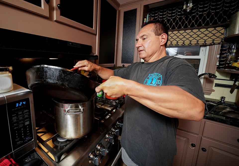 Dan Rinaldi won his first cooking contest in 2002 when Tabasco held a competition for firefighters after 9/11.