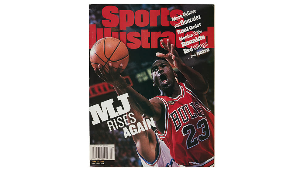 The GOAT on the 1998 cover of Sports Illustrated in the jersey - Credit: Courtesy of Sotheby's
