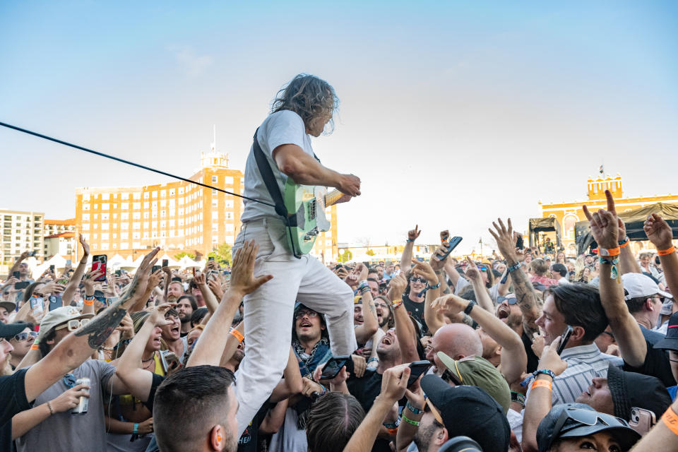 Guitarist Lee Kiernan of Idles performs at Sea.Hear.Now Festival on North Beach in 2022 in Asbury Park, NJ