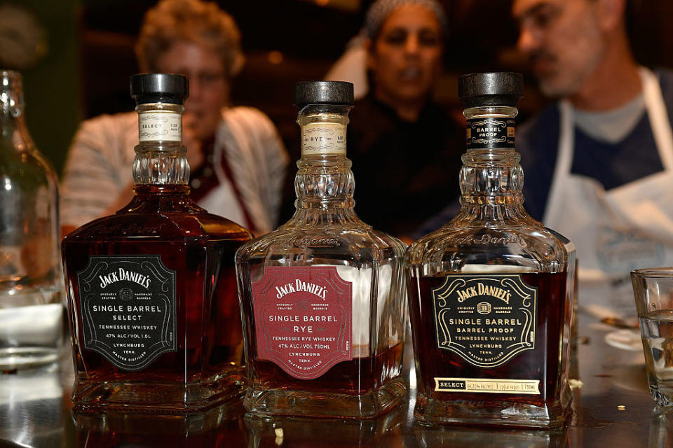 a line of Jack Daniels bottles