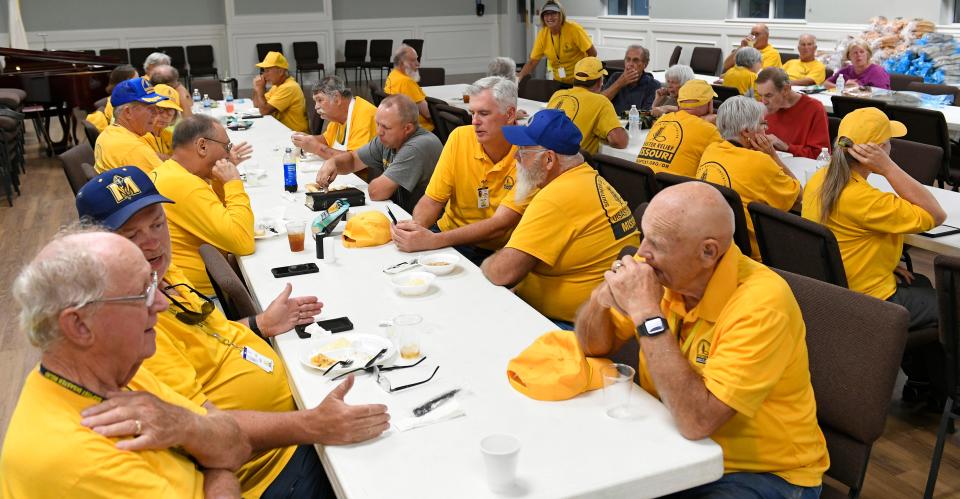 Volunteers from the Missouri Baptist Disaster Relief are now in Venice, FL, gather for dinner Tuesday evening at the First Baptist Church of Venice.