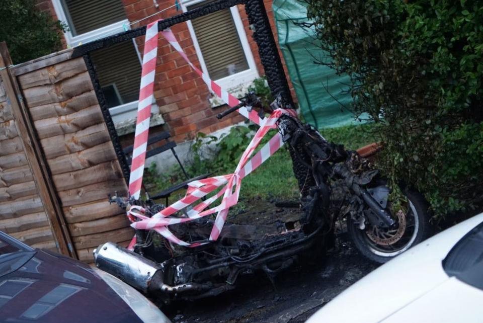 Bournemouth Echo: CHARRED: Burnt out moped in Gerald Road, Bournemouth