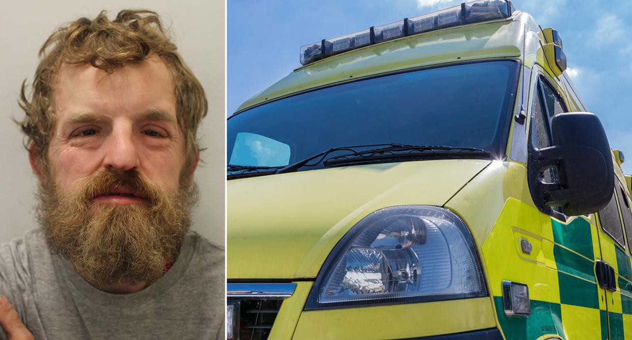 Mark Manley, 35, of no fixed address, was jailed for six months at Croydon Magistrates’ Court for stealing PPE equipment from an ambulance. (Pictures: PA/Getty)