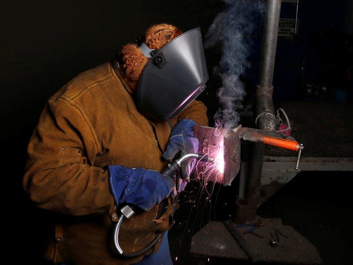 Welding instructor Darlene Thompson, 45, poses for a portrait at Los Angeles Trade-Technical College in Los Angeles, California, United States, June 27, 2016. REUTERS/Lucy Nicholson       