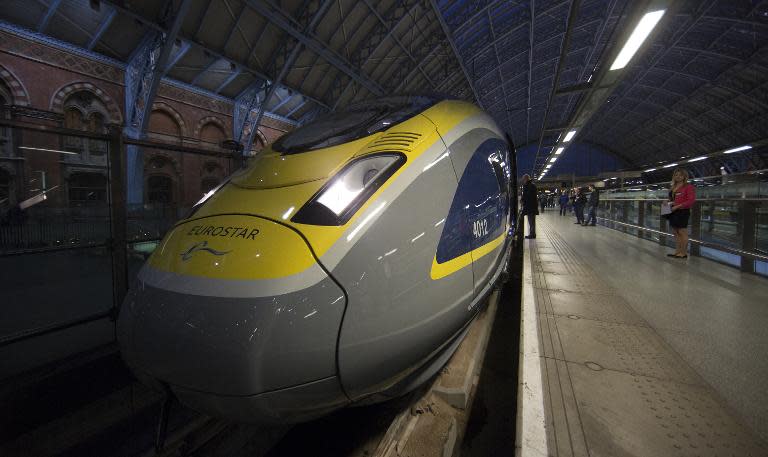 The new Eurostar Train e320 is seen at St Pancras Station (AFP)