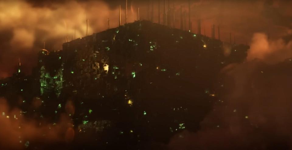 The Borg cube, as seen in Star Trek: Picard's final episode. 