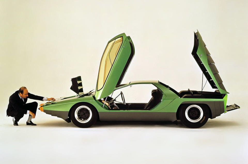 <p><span>One of the all-time great concepts, the Carabo was based on the Alfa Romeo 33 racer, which meant it packed a <b>V8</b> in the middle. It also featured coloured glass and butterfly doors, while also being seriously aerodynamic.</span></p>