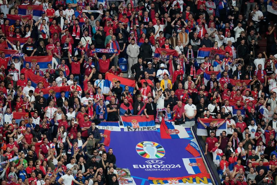 Serbia have already been fined at Euro 2024 for their fans throwing objects and waving flags containing provocative political messages  (AP)