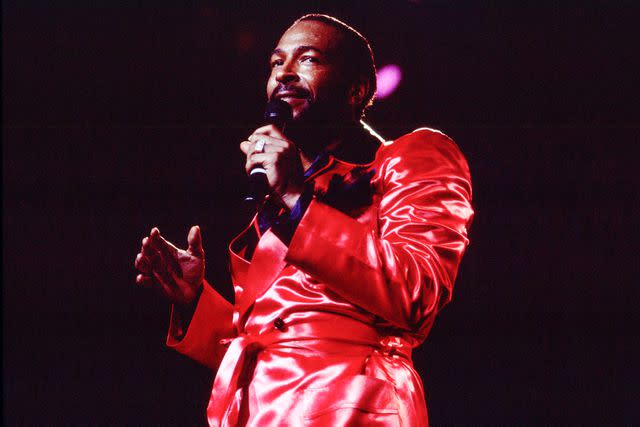 <p>Gary Gershoff/Getty</p> Marvin Gaye in 1983