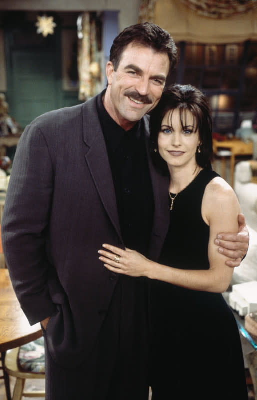 Tom Selleck as Dr. Richard Burke and Courteney Cox as Monica Gellar in "Friends" Season 2, Episode 15: "The One Where Ross and Rachel...You Know"<p>NBC/Getty Images</p>