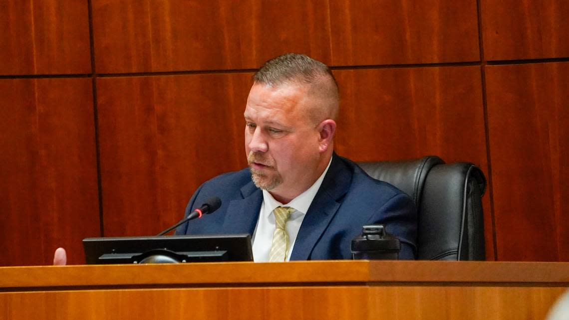 San Luis Obispo County Homeless Services Division manager Joe Dzvonik gives his update on the county’s five-year plan to reduce homelessness to the Board of Supervisors May 2, 2023.