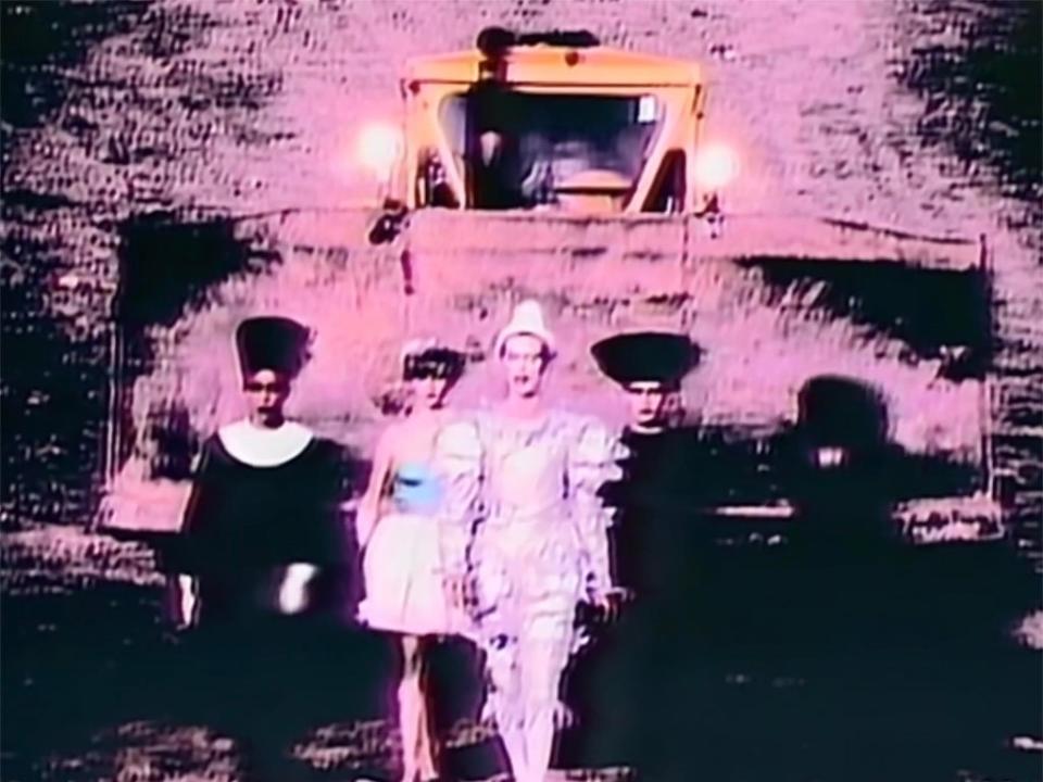 Bowie (centre) with his Blitz kids in the video for ‘Ashes to Ashes' (WMG)