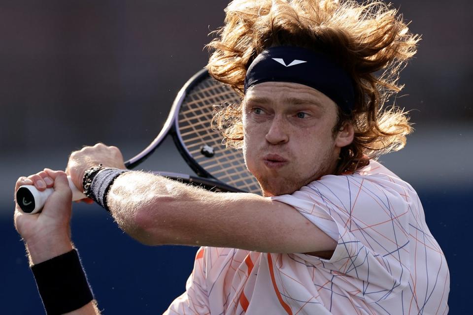 Tough test: Russian eighth seed Andrey Rublev now stands between Draper and a place in the US Open quarter-finals (AP)