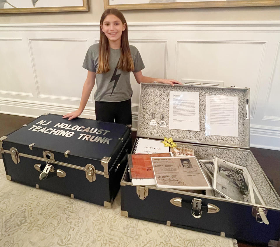 Harli Glatt's great-grandfather, a Holocaust survivor, has died, but she keeps his story alive. She created these Holocaust education trunks to teach students about the genocide that killed 6 million Jews and around 5 million non-Jewish civilians. (Courtesy Jessica Glatt)