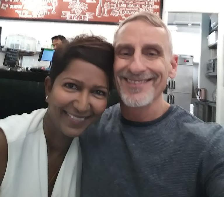 Leela Jesudason (left) and Joe McAlpin in Singapore in October 2018. (PHOTO: Joe and Leela)