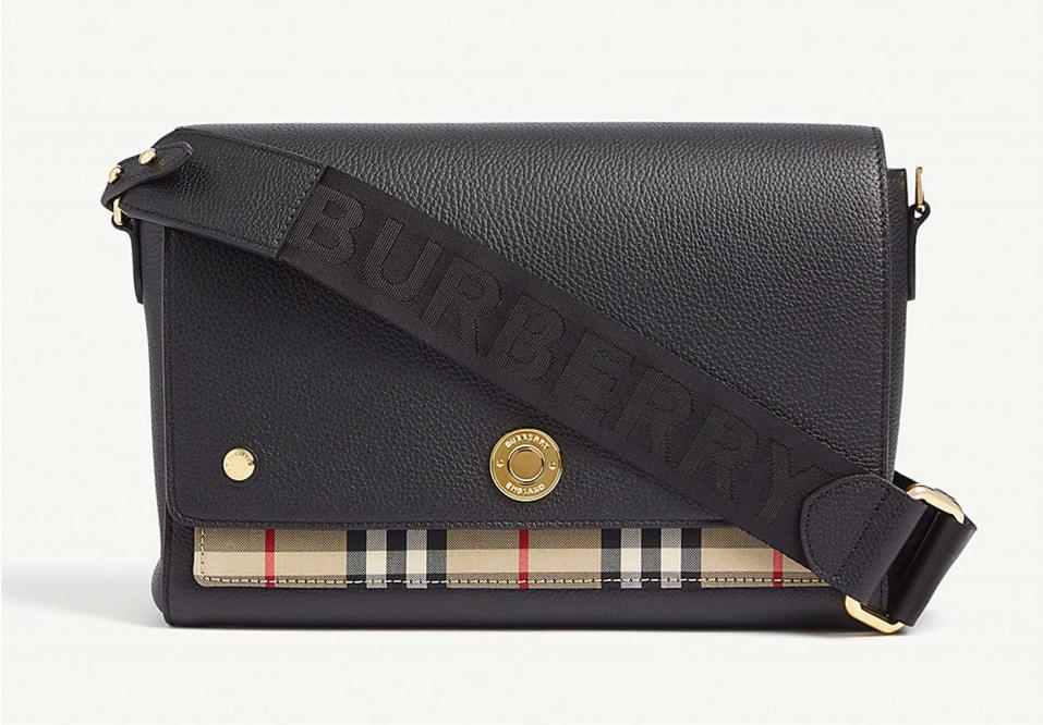 Burberry Canvas Check Hackberry Crossbody Bag Soft Fawn