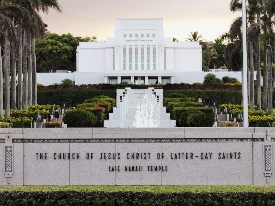he Church of Jesus Christ of Latter-Day Saints Laie Hawaii Temple located on the northeast shore of the Hawaiian island of Oahu.