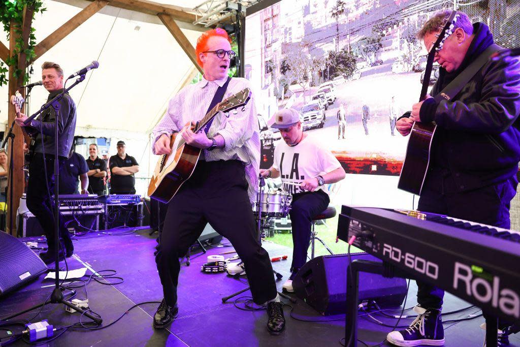 Dougie Payne, Fran Healy, Neil Primrose and Andy Dunlop of Travis perform during day one of the TRNSMT Festival 2024