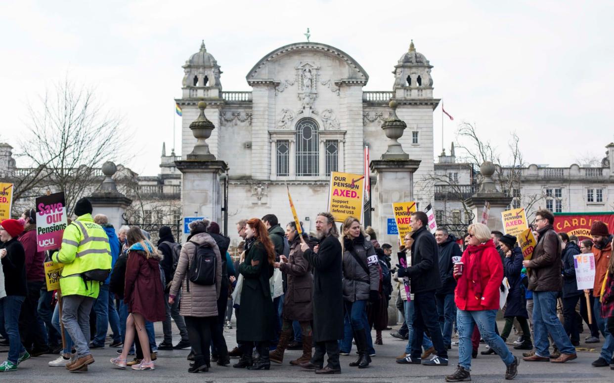 Lecturers protest at Cardiff University - Barcroft Media