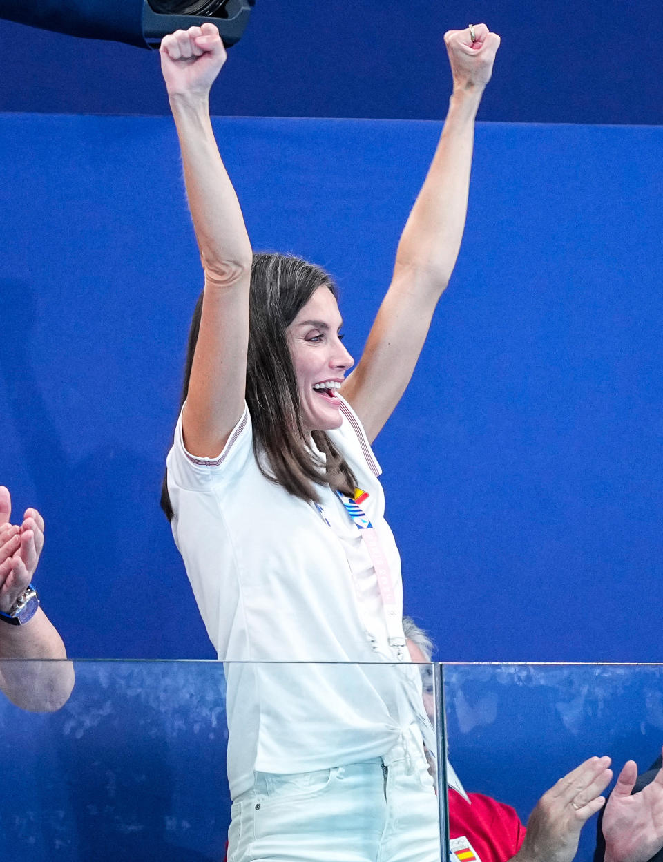 Letizia d'Espagne au match de water-polo féminin opposant l’Espagne à la Grèce