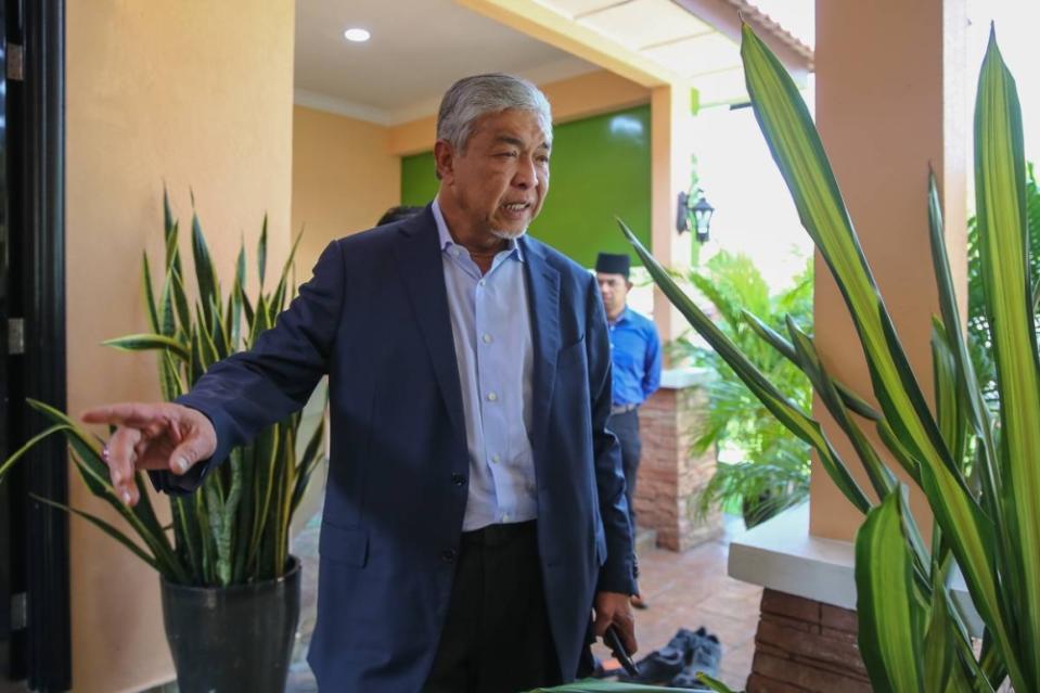 Seen here at Yayasan Al-Falah, Datuk Seri Ahmad Zahid Hamidi is facing 47 charges, namely 12 counts of criminal breach of trust in relation to RM31 million of charitable foundation Yayasan Akalbudi’s funds, 27 counts of money-laundering, and eight counts of bribery charges.