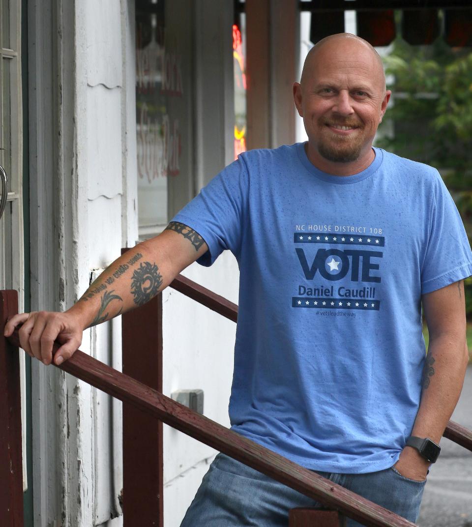 Danny Caudill stands outside Will's Doggin It in Ranlo in this Gaston Gazette file photograph.