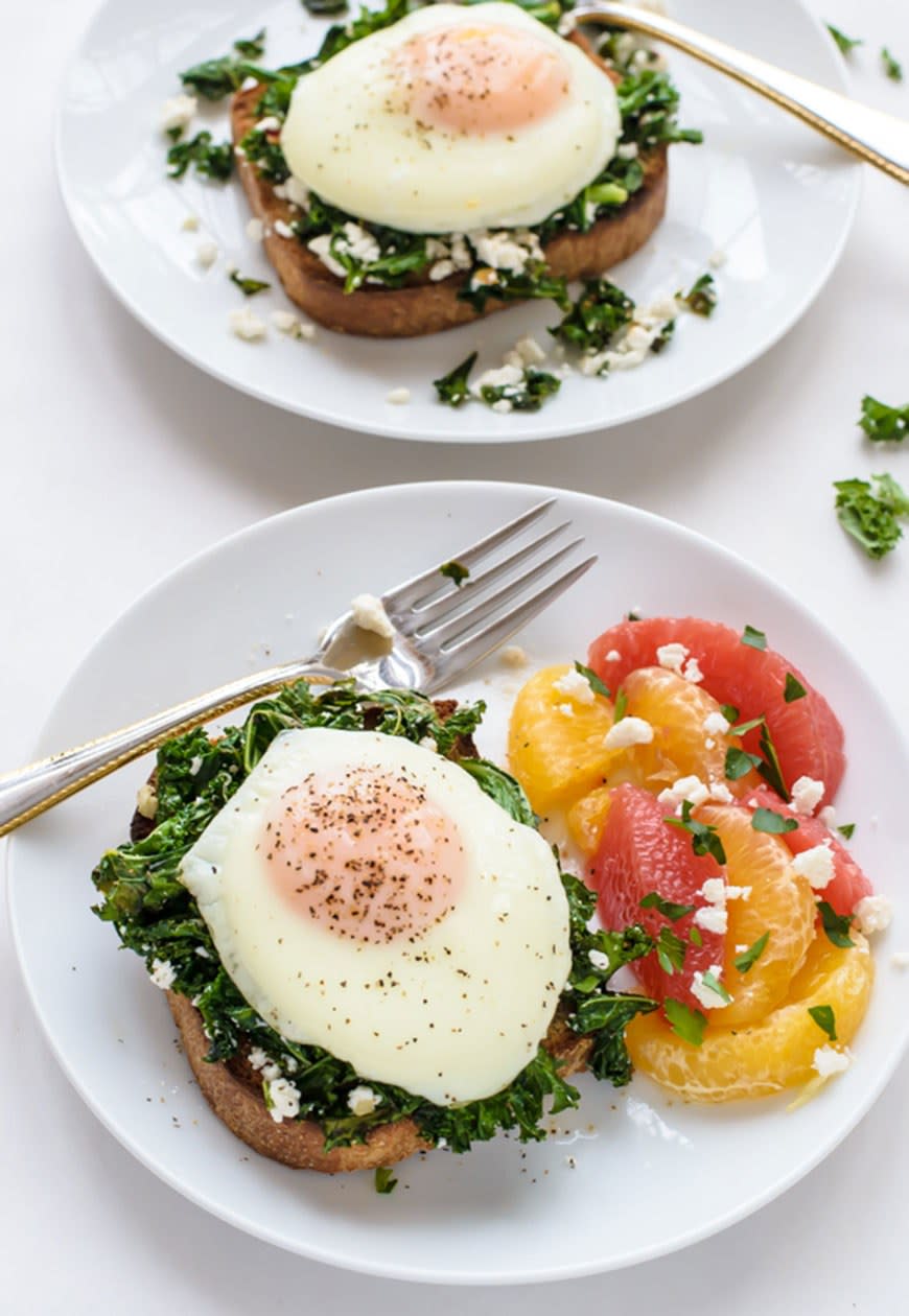 Easy Kale Feta Egg Toast from Well Plated