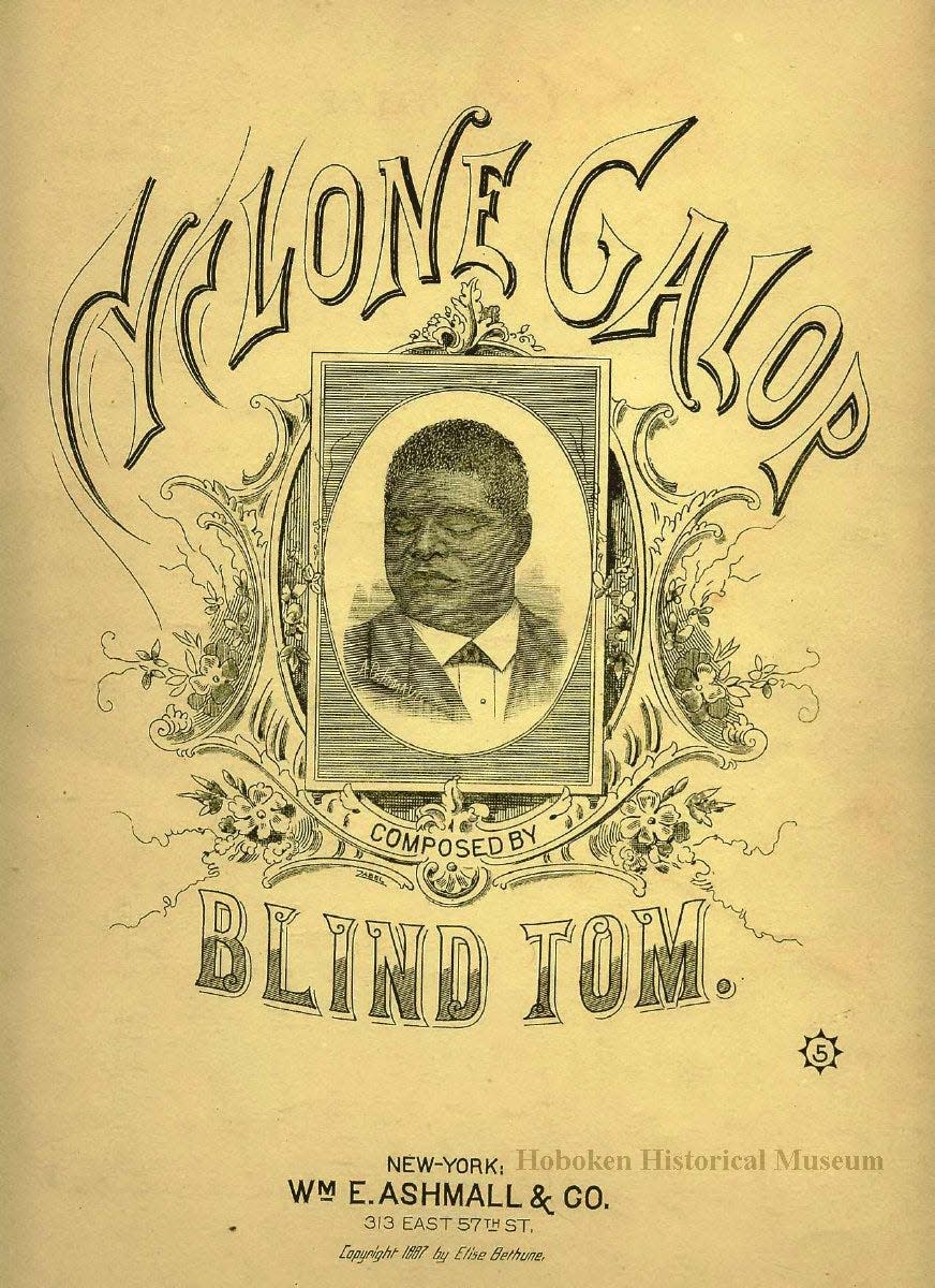 Sheet music of "Cyclone Galop" by Thomas "Blind Tom" Wiggins. The onetime New Jersey resident was the first African American musician to perform at the White House.