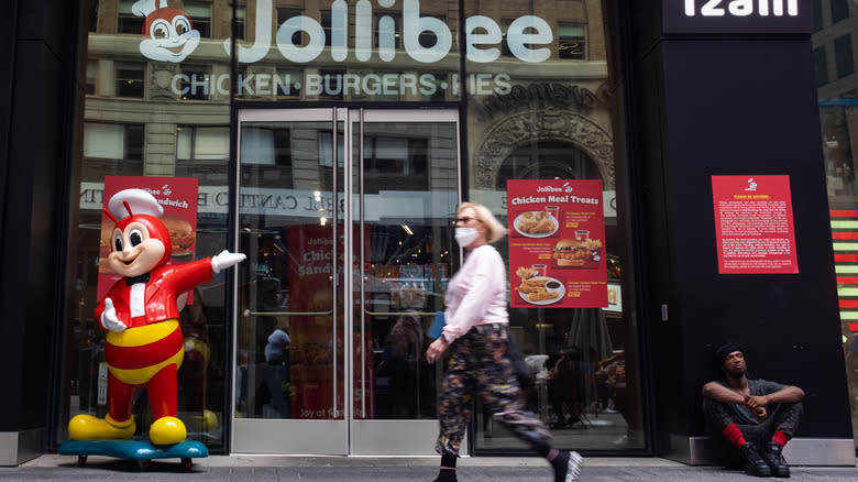 jollibee mascot at entrance of restaurant