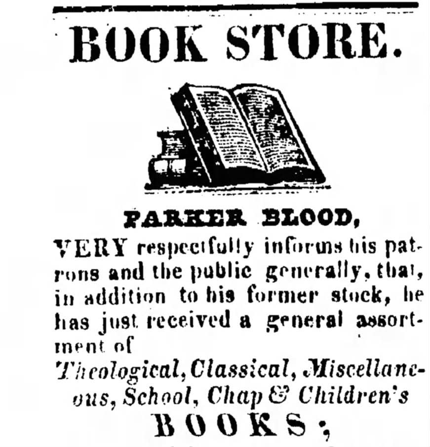 Parker Blood operated a bookstore in Hagerstown that also offered groceries, paper goods and liquid refreshments.