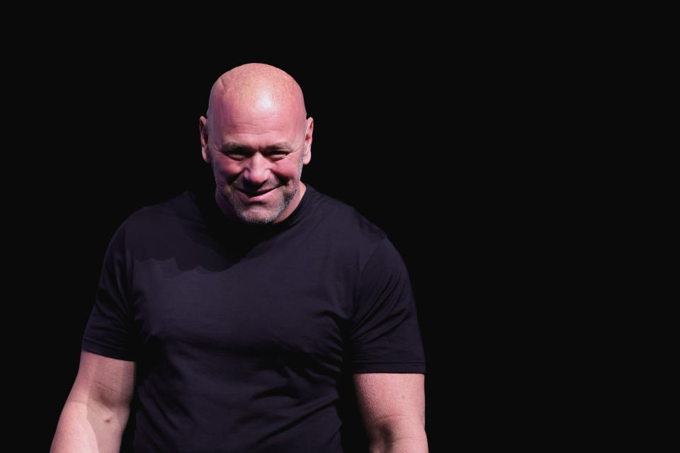 DALLAS, TEXAS – JULY 29: Dana White attends the UFC 277 ceremonial weigh-in at American Airlines Center on July 29, 2022 in Dallas, Texas. (Photo by Carmen Mandato/Getty Images)