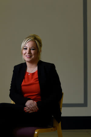 Sinn Fein's Michelle O'Neill poses for a photograph during an interview with Reuters at Parliament Buildings in Belfast, Northern Ireland January 25, 2017. REUTERS/Clodagh Kilcoyne